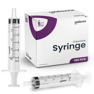 lot 19058 image: 5mL Luer Slip Syringe (No Needle)  100 Pack  Yalomi - Retail $15