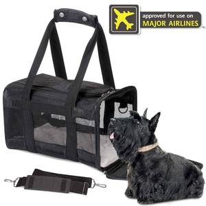 lot 19086 image: Sherpa Original Deluxe Travel Pet Carrier  Airline Approved - Black  Large - Retail $160