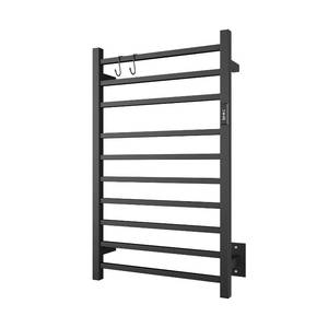 lot 19090 image: NORTTA 10-Bar Towel Warmer Plug-in Hardwired 3 Modes Black Steel 21W 34H - Retail $70