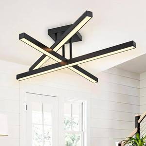 lot 19108 image: WINSHEN Black LED Ceiling Light Fixture, Rotatable Design 3000K Warm White Flush Mount Ceiling Lamp for Kitchen Bedroom Dining Room Chandelier - Retail $72