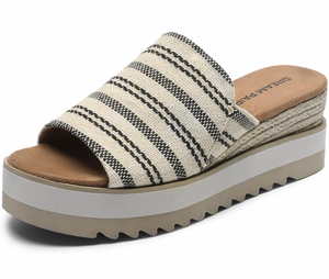lot 19129 image: DREAM PAIRS Platform Slip-on Espadrille SandalsBohemia Wedge Sandals Comfort Dressy Summer Open Toe Canvas Slides for Womens Outdoor and Beach Womens Size 7.5 - Retail $45