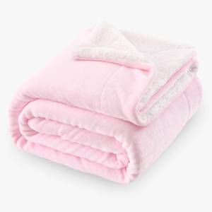 lot 19132 image: SOCHOW Sherpa Fleece Throw Blanket, Light Pink, 60x80 inches - Retail $31