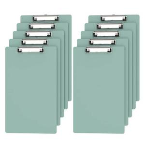 lot 19136 image: Macroclo Plastic Legal Size Clipboard Set of 10, Green 8.5 x 14 Clip Boards - Retail $30