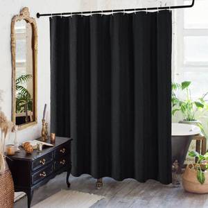 lot 19141 image: Gibelle Black Embossed Geometric Shower Curtain, Farmhouse Fabric, 72x72 - Retail $10