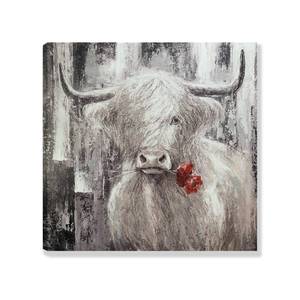 lot 19155 image: RICHSPACE ARTS Large Highland Cow Pictures Wall Decor Modern Farmhouse Wall Art for Bedroom Funny Animal Paintings 24x24 - Retail $69
