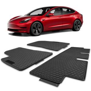 lot 19158 image: Spurtar for Tesla Model 3 Floor Mats 2017-2026, Automotive Rubber Floor Mat - Retail $45