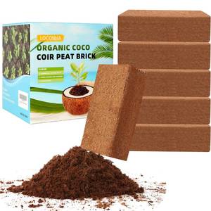 lot 19164 image: Coco Coir Bricks 6 Pack Premium 100% Organic Peat Moss, Fiber Coconut Husk for Planting, Gardening, Potting Soil Substrate - Retail $25