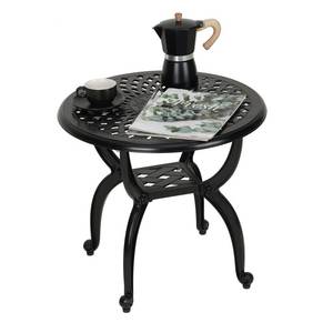 lot 19197 image: YKSY&YKSY Jardin DE Centennial Cast Aluminum SideEnd Table, Anti-Rust Coffee Bistro Table for Outdoor, Patio, Indoor, Garden, Porch, Balcony (Round Black) 1 - Retail $53