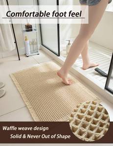 lot 19201 image: Bed pomu Upgraded Waffle Bath Mat, 17x24 Inch Non-Slip Absorbent Bathroom Rug, Soft Machine Washable Floor Mat for Shower, Tub, and Bathroom Decor (Beige, 17x24in) 2 pack - Retail $25