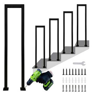 lot 19240 image: OEODJUJS Hand Rails for Outdoor Steps, Matte Black U Shaped Handrails Indoor Stairs, Non-Slip Stair Railing Industrial Wrought Iron Stairs Garden Loft Corridor, 1Pcs(Tall100cm3.3ft), HL-001