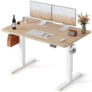 lot 19249 image: FEZIBO Standing Desk 48 � 24 Inch Electric Height Adjustable, Maple - Retail $113
