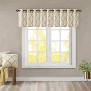lot 253 image: Two Home Essence Sereno Fretwork Grommet Top Basket Weave Print Gold Window Valance  50 x18