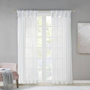 lot 257 image: Set of 2 95x50 Persis Twisted Tab Voile Sheer Window White Madison Park Curtain Panels, Sheer, Transitional Style