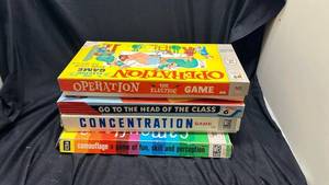 lot 264 image: Milton Bradley 4 Board Game Lot Operation Concentration Go to Head of Class Camouflage circa 1960s