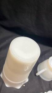 lot 299 image: Milk Glass Tableware Lot 6 Pieces Pitcher Cup Vase Plate
