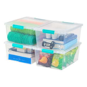 lot 18787 image: IRIS USA 12 Qt. Storage Bins 4-Pack Clear with Latching Lids