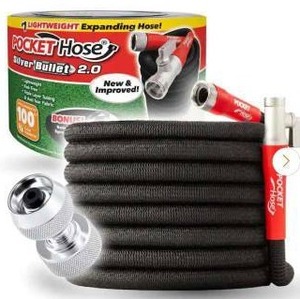 lot 18796 image: Pocket Hose Silver Bullet 2.0 Expandable Garden Hose 34in x 100ft