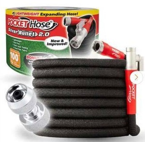 lot 18810 image: Pocket Hose Silver Bullet 2.0 Expandable Garden Hose 34in x 100ft