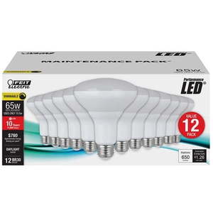 lot 18815 image: Feit Electric BR30 LED Bulb 10.5W 650 Lumen Daylight Pack of 12
