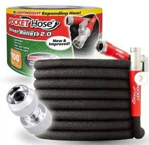 lot 18835 image: Pocket Hose Silver Bullet 2.0 Expandable Garden Hose 34in x 100ft