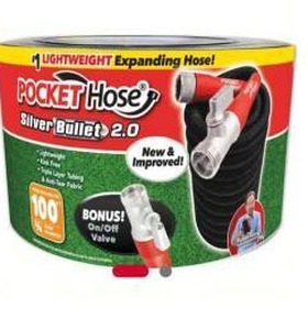 lot 18845 image: Pocket Hose Silver Bullet 2.0 Expandable Garden Hose 34in x 100ft