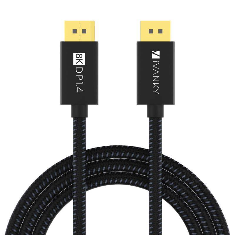lot 1117 image: IVANKY DisplayPort Cable 1.4, 8K DP Cable 15ft 8K60Hz, 4K144Hz, 1080P240Hz, Support HBR3, 32.4Gbps, HDCP 2.2, HDR, Compatible for Gaming Monitor, TV, PC, Laptop and More Retail $36