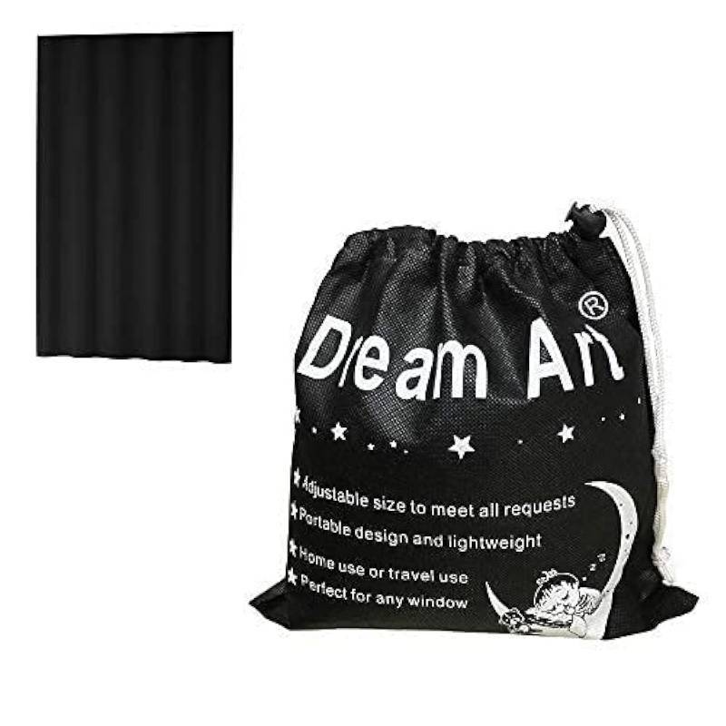 lot 1118 image: DREAM ART Anywhere Portable Blackout CurtainAdjustable Blackout ShadesTemporary Blackout Blinds with Suction Cups for Nursery,Children Kids Bedroom or Travel Use,Black,1 pc W51xL71Inch(130X180cm) Retail $29