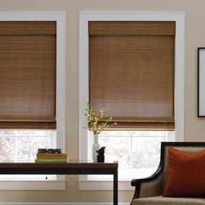 lot 1014 image: Pre-Cut Sand Corded Light-Filtering Indoor Bamboo Shades 30 in. W x 72 in. L - Retail $78