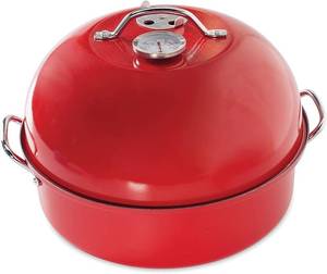 lot 1028 image: Nordic Ware Stovetop Kettle Smoker, Full Size, Red - Retail $85
