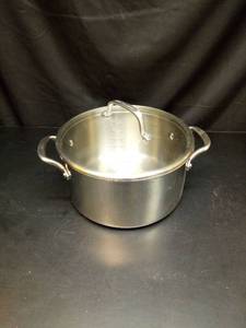 lot 1032 image: KitchenAid Tri-Ply Stainless Steel Stock Pot 5L with Lid QQQ25T - Retail $49