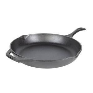 lot 1042 image: Lodge 12 Cast Iron Skillet - Chef Collection - Perfect Sear - Ergonomic Handles - Superior Heat Retention - Cast Iron Cookware & Skillet - Retail $40