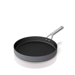 lot 1049 image: Ninja C30530 Foodi NeverStick Premium 12-Inch Round Grill Pan, Hard-Anodized, Nonstick, Durable & Oven Safe to 500°F, Slate Grey - Retail $590