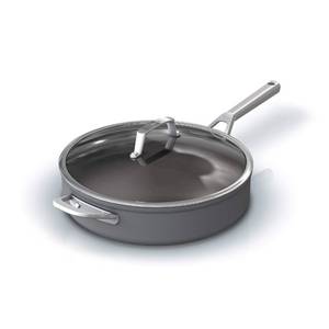 lot 1050 image: Ninja C30150 Foodi NeverStick Premium 5-Quart Saut� Pan with Glass Lid, Hard-Anodized, Nonstick, Durable & Oven Safe to 500°F, Slate Grey - Retail $590