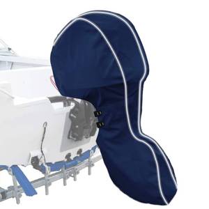 lot 1055 image: 600D Full Outboard Motor Cover with Reflective Strips Black(Fits 175-220 HP)  - Retail $62
