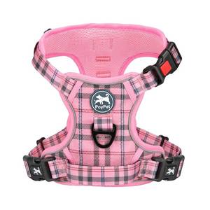 lot 1061 image: PoyPet Plaid Dog Harness Medium, No Pull Vest with Front Clip & Neck Buckle - Retail $20