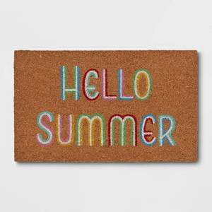 lot 1076 image: 16x26 Hello Summer Doormat Brown - Sun Squad - Retail $13