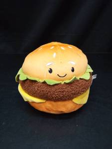 lot 1079 image: Plush Hamburger Toy with Smiling Face and Embroidered Details - Retail $13