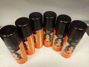 lot 1113 image: Set of 6- Hyde and EEK Boutique Black Halloween Spray-on Temporary Hair Color  3 oz. Each. All sealed.  - Retail $18