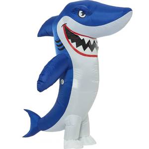 lot 1115 image: Halloween Inflatable Costume Adult,Blow Up Full Body Shark Suit Child 7-10 Yrs - Retail $46