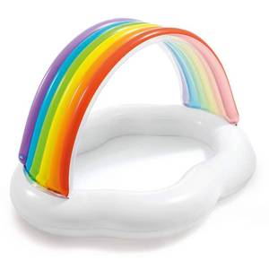 lot 1125 image: Intex 57141EP Inflatable Rainbow Cloud Outdoor Baby Pool for Ages 1-3 Years Old - Retail $81