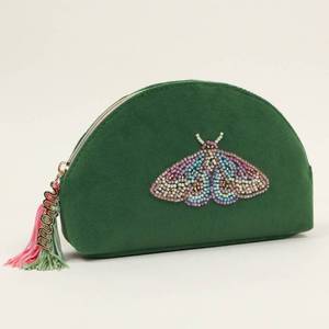 lot 130 image: Green Velvet with Beaded & Embroidered Moth design with Charm - Love x June - Retail $10