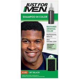 lot 141 image: Just For Men Shampoo-In Color (Formerly Original Formula)  Mens Hair Color with Keratin and Vitamin E for Stronger Hair - Jet Black  H-60  Pack of 1 - Retail $10