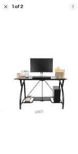 lot 112 image: $149 Pop-It Large Collapsible Folding Desk Brown New Factory Strapped