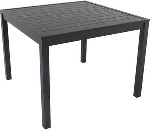 lot 114 image: $277 NOVA 38 Square Outdoor Aluminum Slat Dining Table, Black , All-Weather