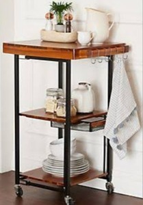 lot 117 image: Retail - $127.31 Oasis Acacia Wood Rectangular Folding Kitchen Cart With Drawer, Chestnut