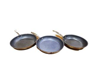 lot 230 image: Lot of 3- Granitestone Diamond Pro Large Non Stick Frying Pans Nonstick, Ultra Durable Mineral and Diamond Coating, Fam, Oven and Dishwasher Safe 2 -11.5 inch & 1 10 inch Pre-Owned