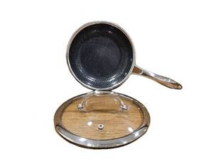 lot 259 image: $139 HexClad 8 Hybrid Nonstick Frying Pan with Lid, Dishwasher & Oven Safe  Stay-Cool Handles, Dishwasher and Oven Safe up to 900 F, Compatible with All Cooktops