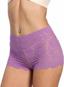 lot 2175 image: Pack of 4 Womens Cotton G-String Thong Panties Lace Sexy T Back Underwear Tan, Purple, Turquoise and Gray Large