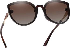 lot 2176 image: Retro Polarized Oversized Cat Eye Sunglasses for Women Trendy Big Frame Cateye Shades UV400 CL22019 (Brown LensBrown Frame)