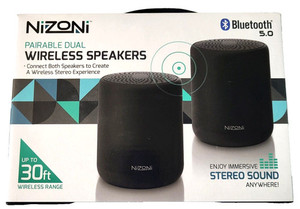 lot 2191 image: Nizoni Pairable Dual Wireless Speakers Bluetooth 5.0 30 Ft Range NEW IN BOX